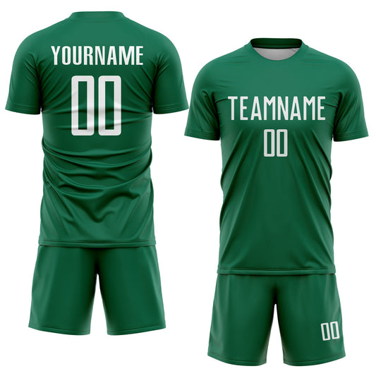 Custom Kelly Green White Sublimation Soccer Uniform Jersey
