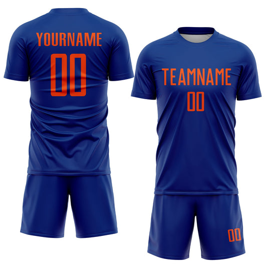 Custom Royal Orange Sublimation Soccer Uniform Jersey