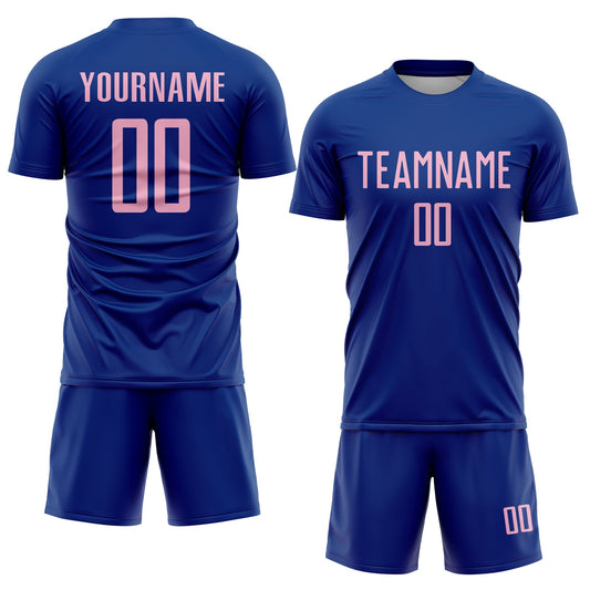 Custom Royal Light Pink Sublimation Soccer Uniform Jersey