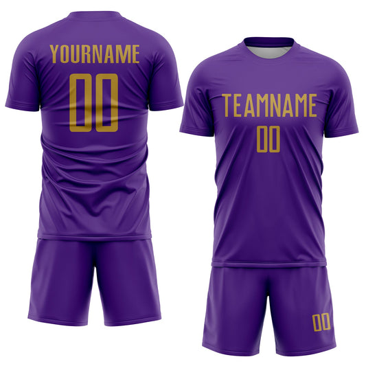 Custom Purple Old Gold Sublimation Soccer Uniform Jersey