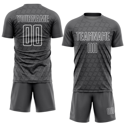 Custom Steel Gray White Geometric Shape Sublimation Soccer Uniform Jersey