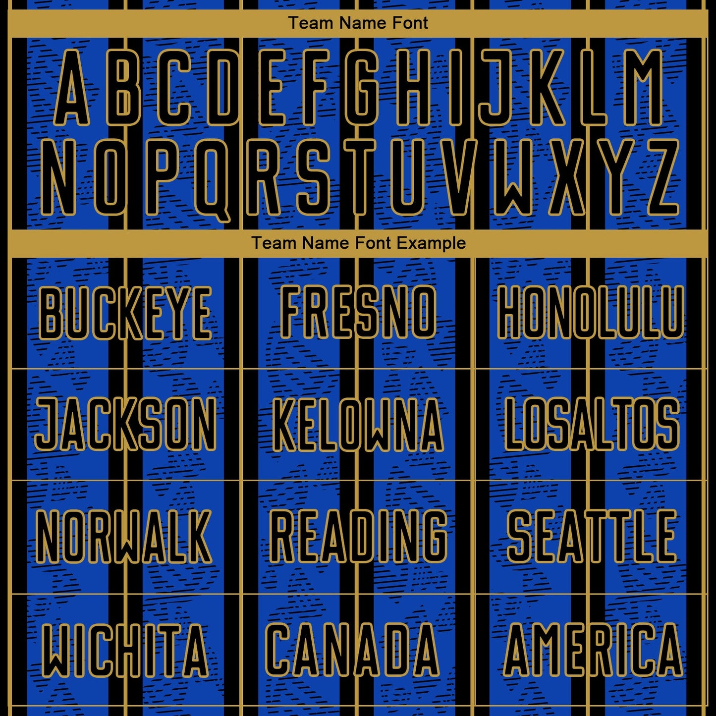 Custom Thunder Blue Black-Old Gold Stripe Line Sublimation Soccer Uniform Jersey