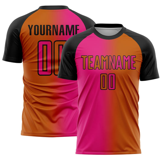 Custom Texas Orange Hot Pink-Black Sublimation Gradient Fashion Soccer Uniform Jersey