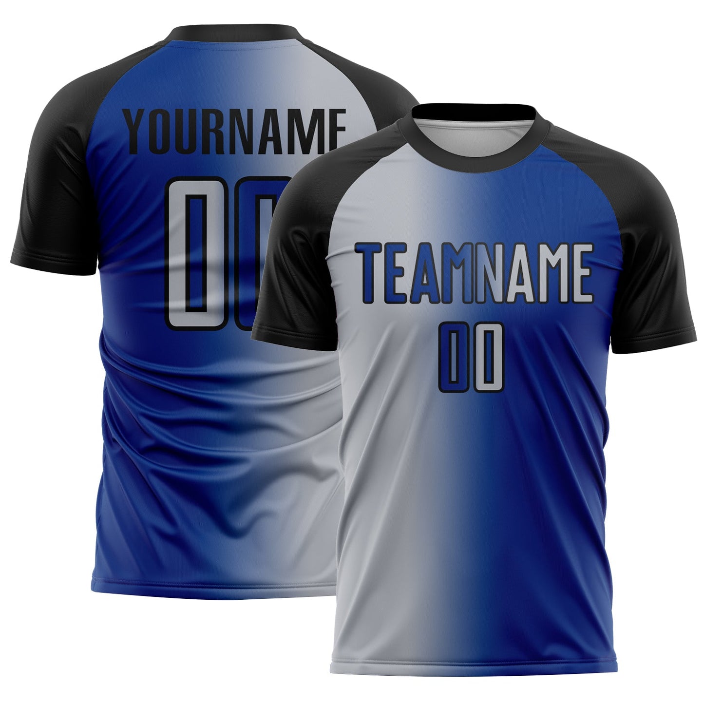 Custom Royal Gray-Black Sublimation Gradient Fashion Soccer Uniform Jersey