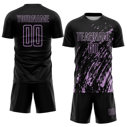 Custom Black Light Purple Splash Sublimation Soccer Uniform Jersey