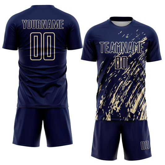 Custom Navy Cream Splash Sublimation Soccer Uniform Jersey
