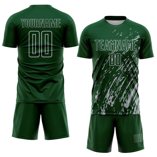 Custom Green Gray Splash Sublimation Soccer Uniform Jersey