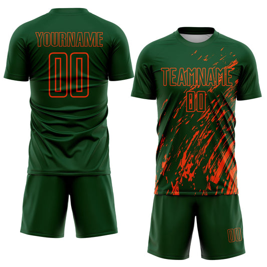 Custom Green Orange Splash Sublimation Soccer Uniform Jersey