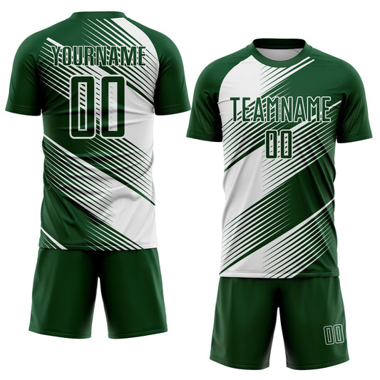 Custom Green White Line Sublimation Soccer Uniform Jersey