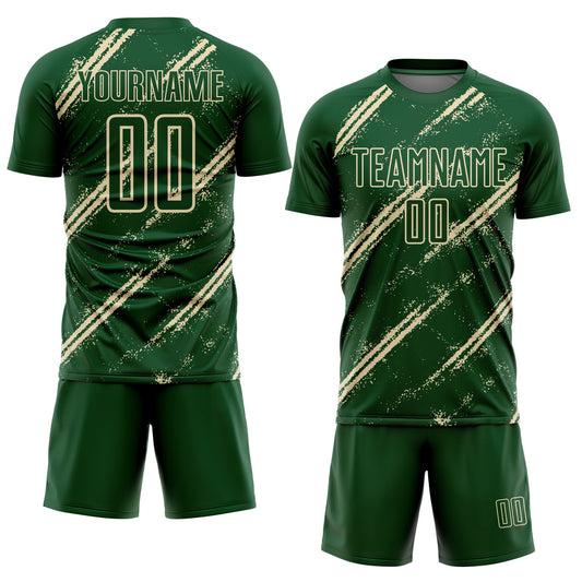 Custom Green Cream Abstract Fragment Art Splash Sublimation Soccer Uniform Jersey