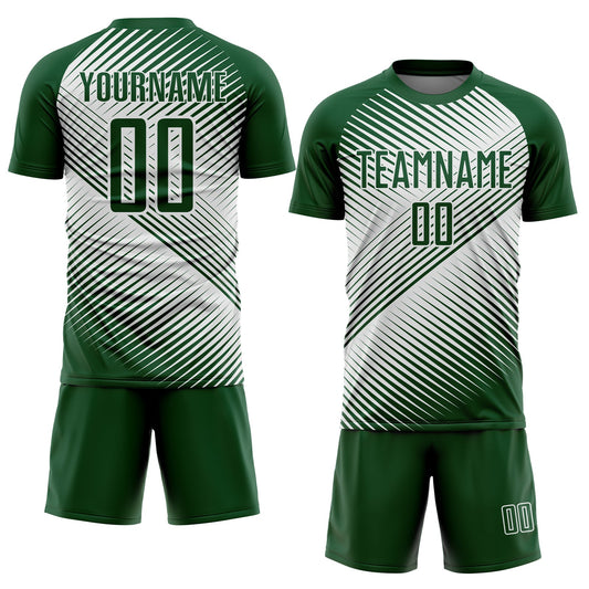 Custom Green White Line Sublimation Soccer Uniform Jersey