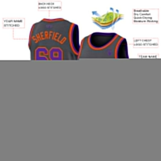 Custom Steel Gray Purple-Orange Authentic Basketball Jersey