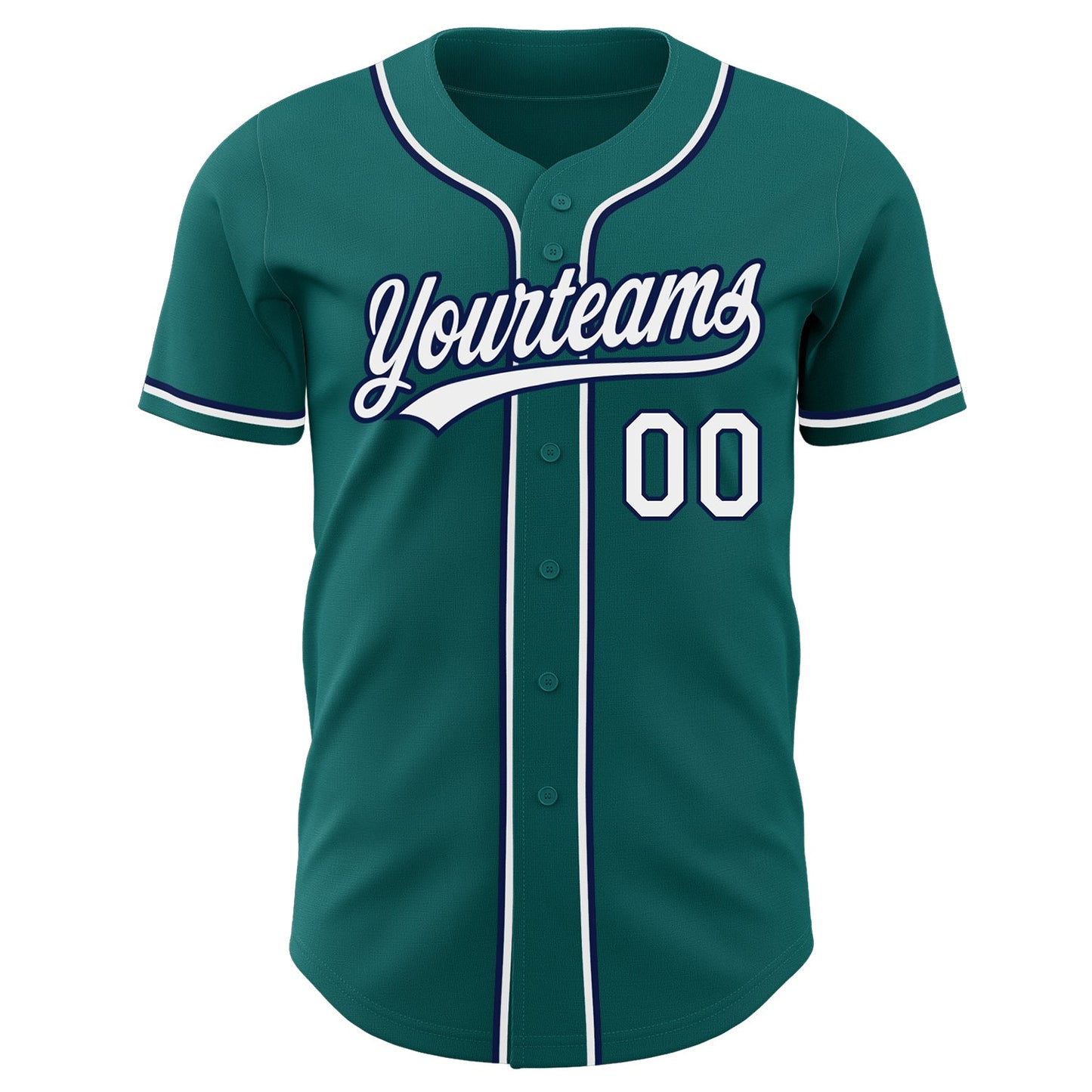 Custom Teal White-Navy Authentic Baseball Jersey