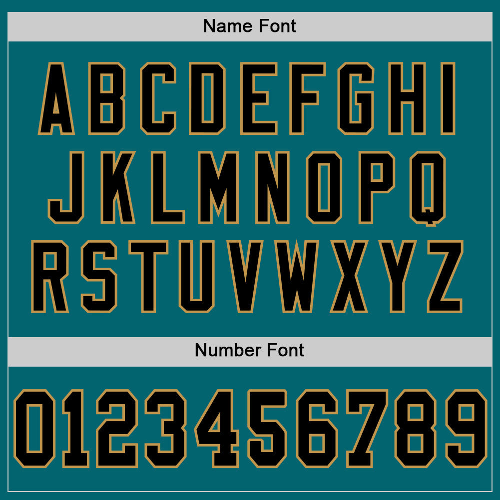 Custom Teal Black-Old Gold Mesh Authentic Throwback Football Jersey