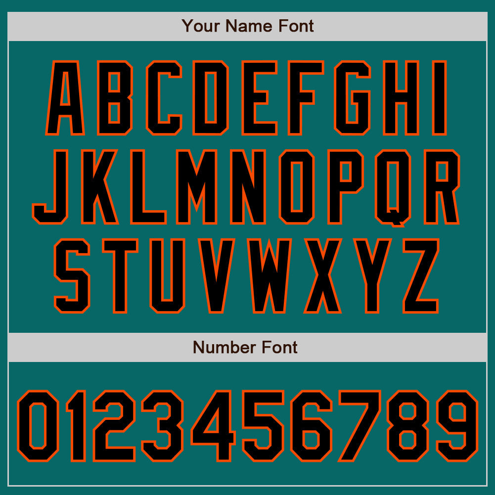 Custom Teal Black-Orange Authentic Baseball Jersey