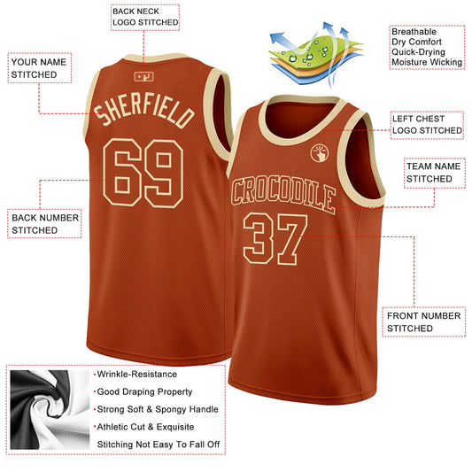 Custom Texas Orange Cream Authentic Basketball Jersey