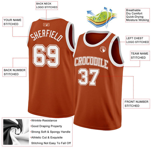 Custom Texas Orange White Authentic Basketball Jersey