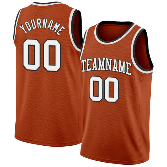 Custom Texas Orange White-Black Authentic Basketball Jersey
