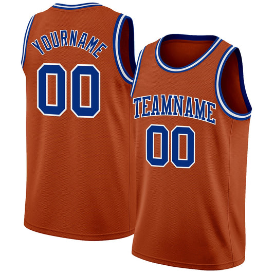 Custom Texas Orange Royal-White Authentic Basketball Jersey