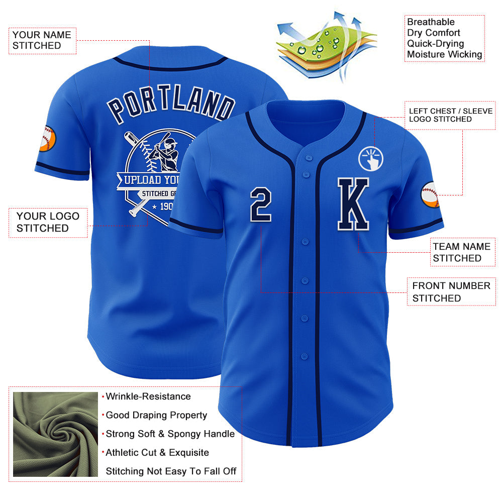 Custom Thunder Blue Navy-White Authentic Baseball Jersey