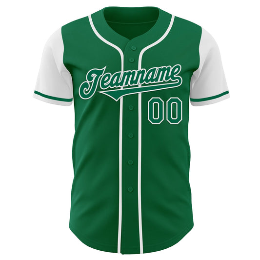 Custom Kelly Green White Authentic Two Tone Baseball Jersey