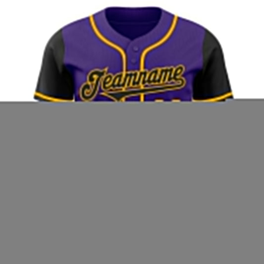 Custom Purple Black-Gold Authentic Two Tone Baseball Jersey