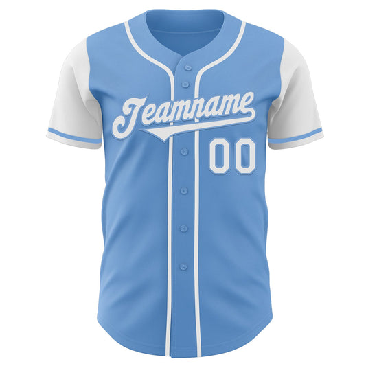 Custom Light Blue White Authentic Two Tone Baseball Jersey