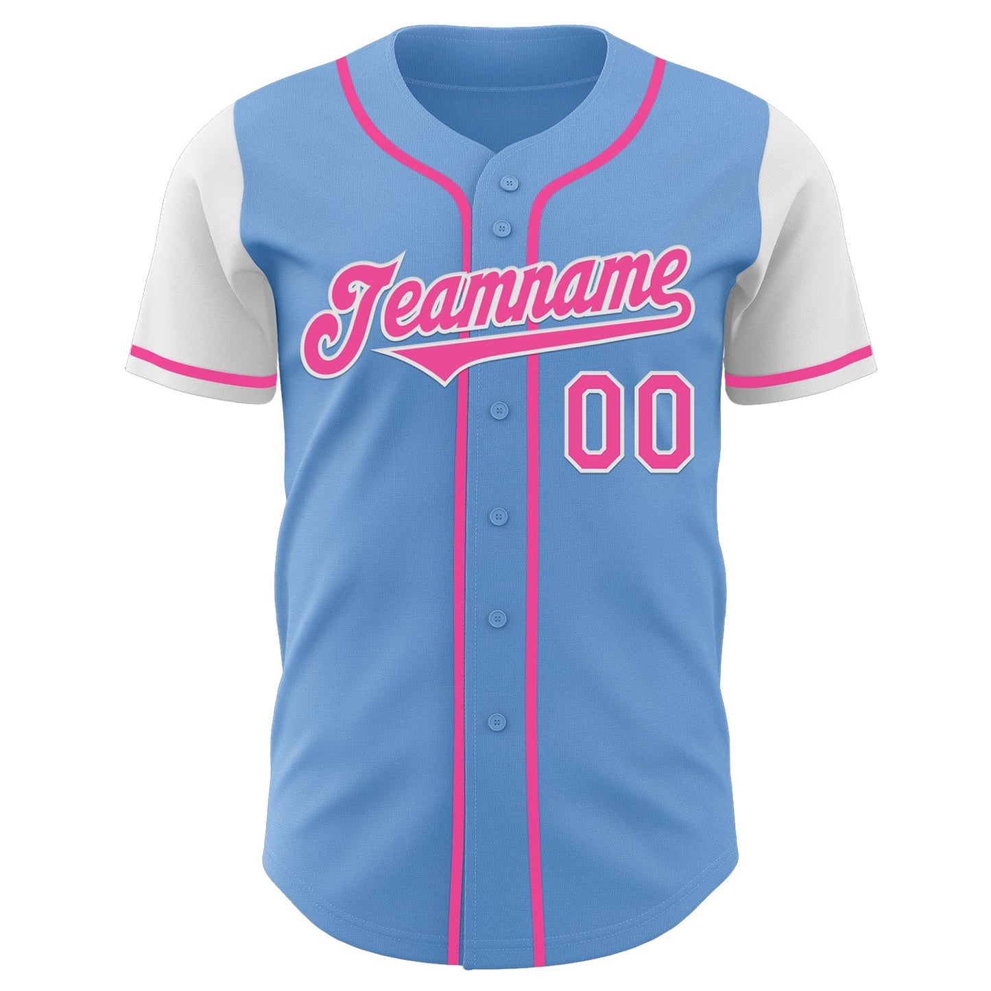 Custom Light Blue Pink-White Authentic Two Tone Baseball Jersey