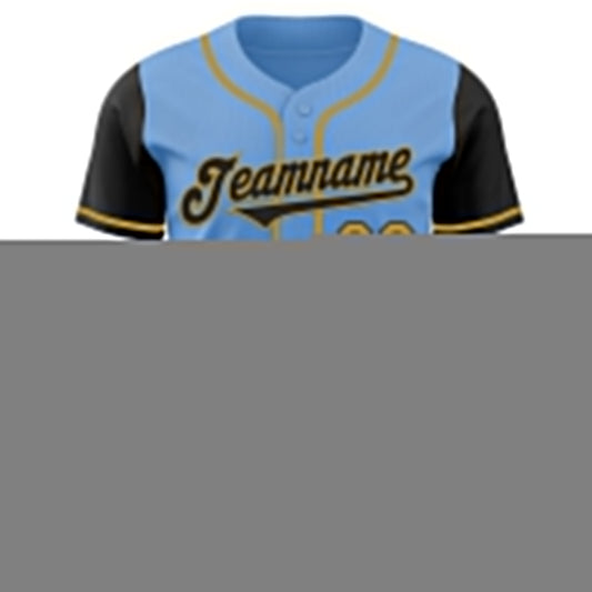 Custom Light Blue Black-Old Gold Authentic Two Tone Baseball Jersey
