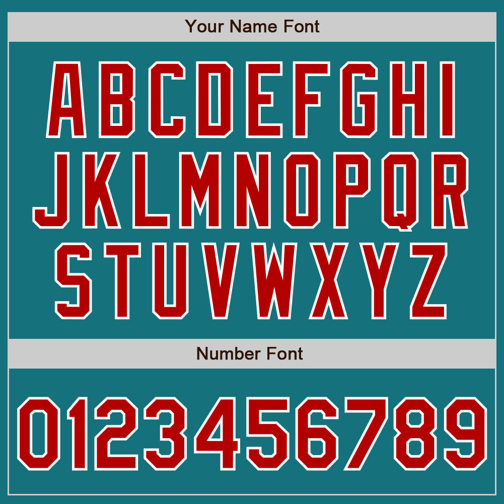 Custom Teal Red-White Authentic Two Tone Baseball Jersey