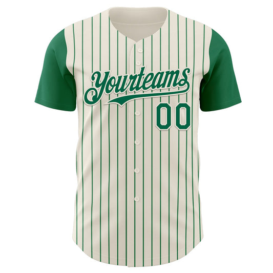 Custom Cream Kelly Green Pinstripe Kelly Green Authentic Two Tone Baseball Jersey