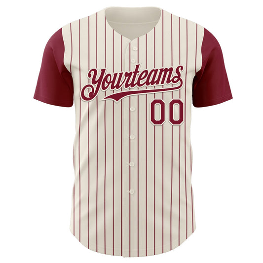Custom Cream Crimson Pinstripe Crimson Authentic Two Tone Baseball Jersey