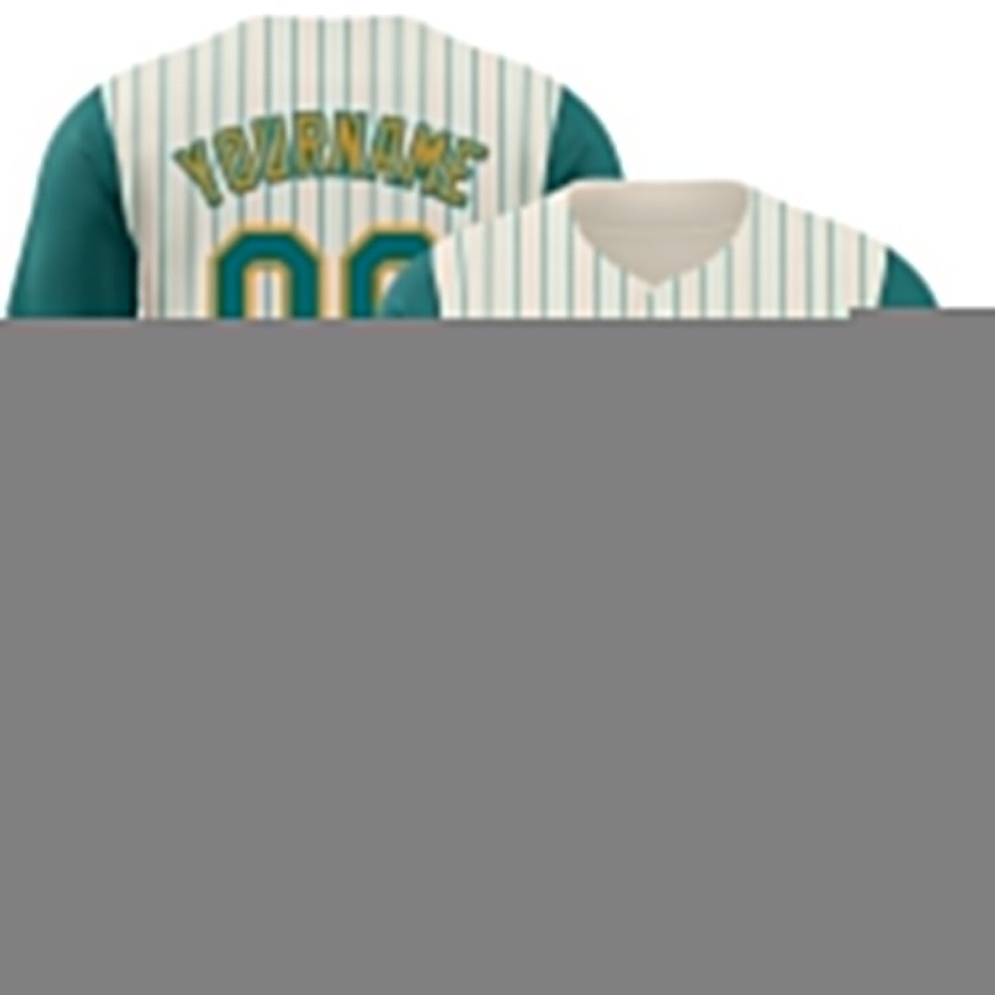 Custom Cream Teal Pinstripe Old Gold Authentic Two Tone Baseball Jersey