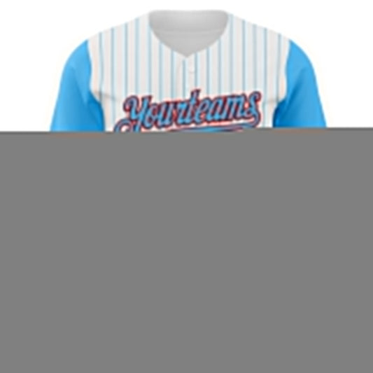 Custom White Sky Blue Pinstripe Red Authentic Two Tone Baseball Jersey