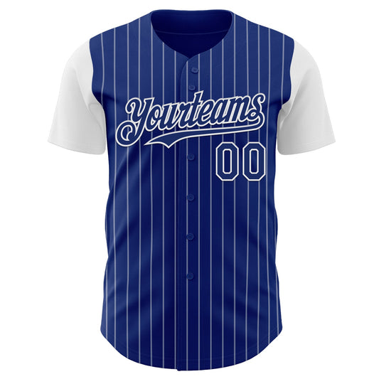 Custom Royal White Pinstripe White Authentic Two Tone Baseball Jersey