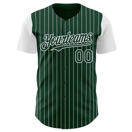 Custom Green White Pinstripe White Authentic Two Tone Baseball Jersey