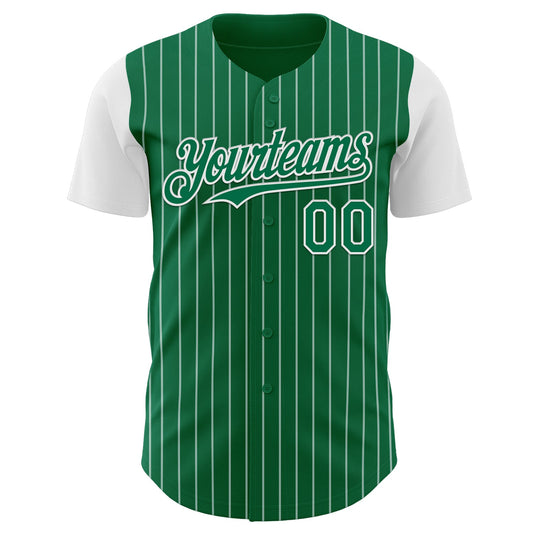 Custom Kelly Green White Pinstripe White Authentic Two Tone Baseball Jersey