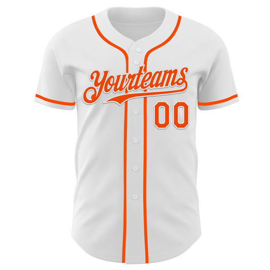 Custom White Orange Authentic Baseball Jersey