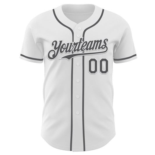 Custom White Steel Gray Authentic Baseball Jersey