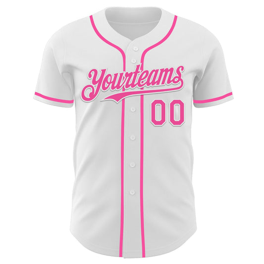 Custom White Pink Authentic Baseball Jersey