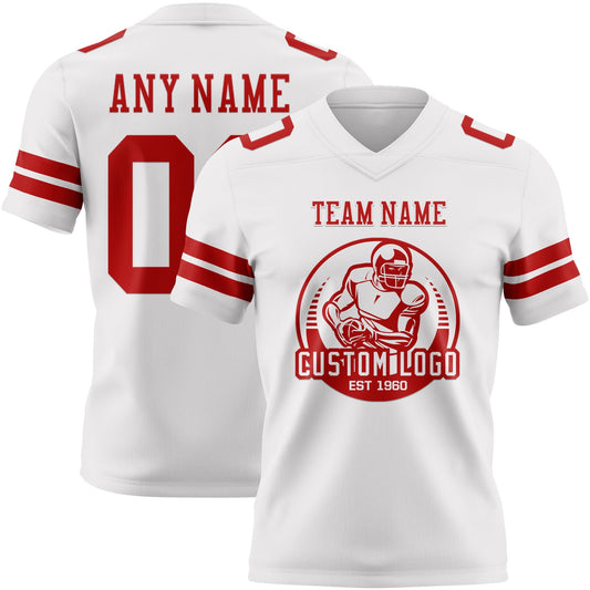 Custom White Red Mesh Authentic Football Jersey