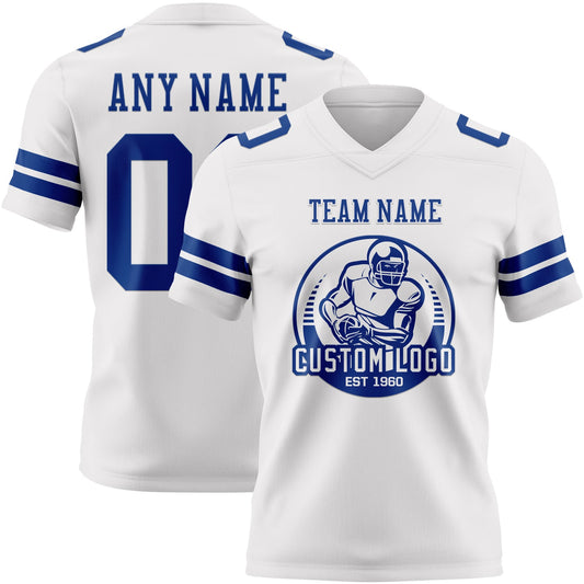 Custom White Royal Mesh Authentic Football Jersey