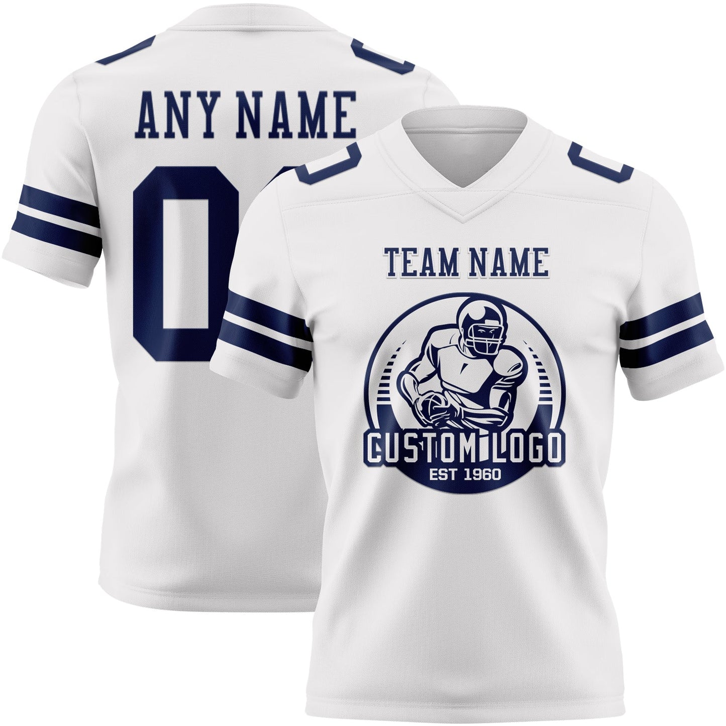 Custom White Navy Mesh Authentic Football Jersey