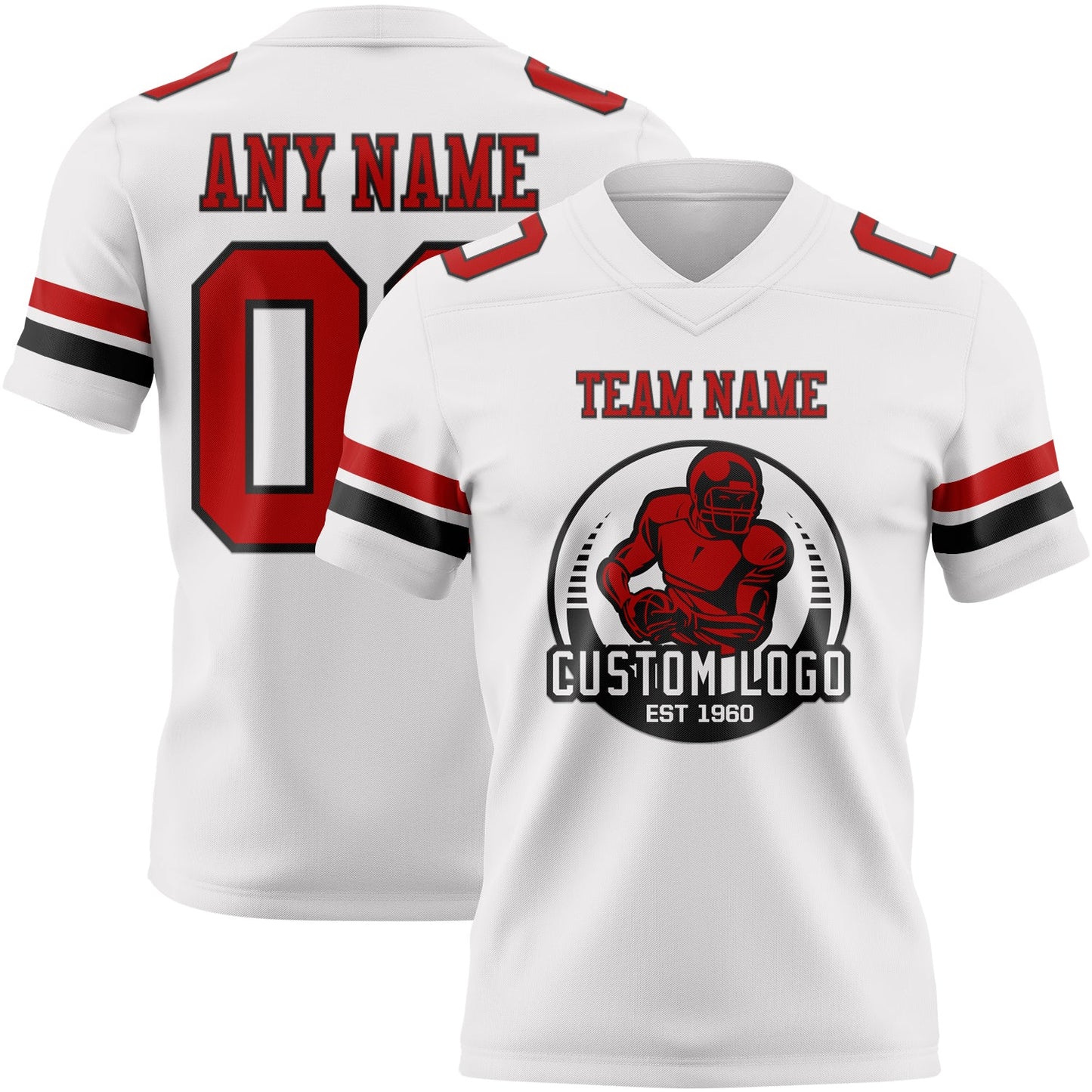 Custom White Red-Black Mesh Authentic Football Jersey