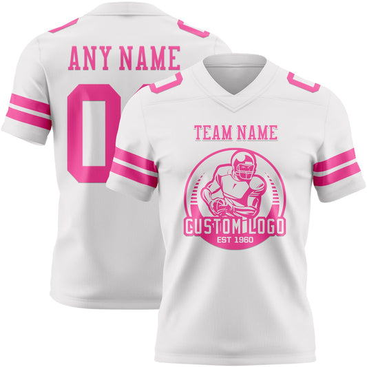 Custom White Pink Mesh Authentic Football Jersey