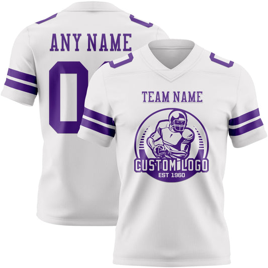 Custom White Purple Mesh Authentic Football Jersey