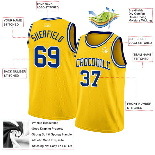 Custom Yellow Royal-White Authentic Basketball Jersey