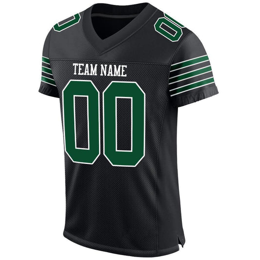 Custom Black Grass Green-White Mesh Authentic Football Jersey