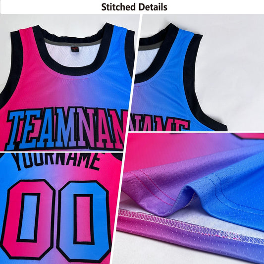 Custom Light Blue Orange - Black Authentic Gradient Fashion Basketball Jersey - TopFanCustom