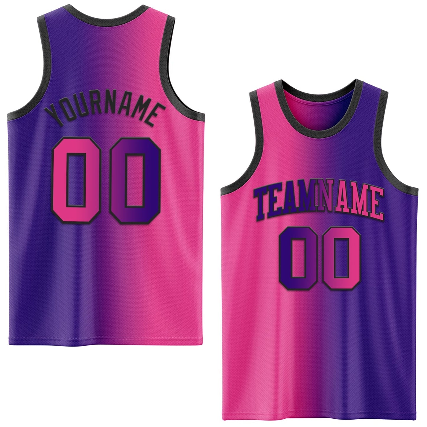 Custom Purple Pink - Black Authentic Gradient Fashion Basketball Jersey - TopFanCustom